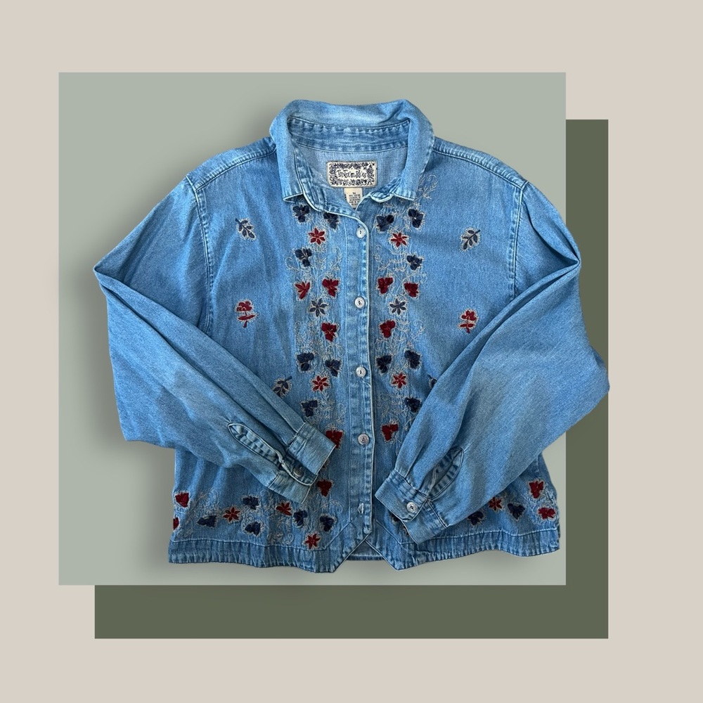 90s Embroidered Denim Shirt